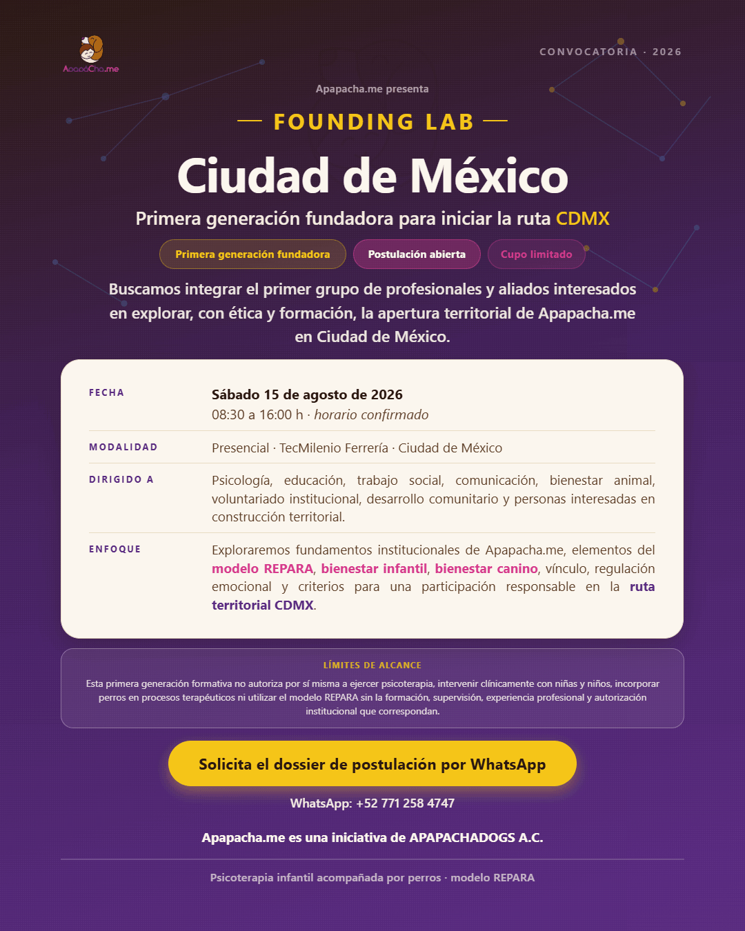 Flyer de Apapacha Founding Lab Ciudad de México, convocatoria 2026.
